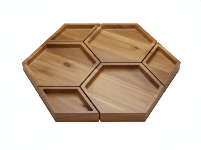 Exquisite acacia modular wooden serving platter set